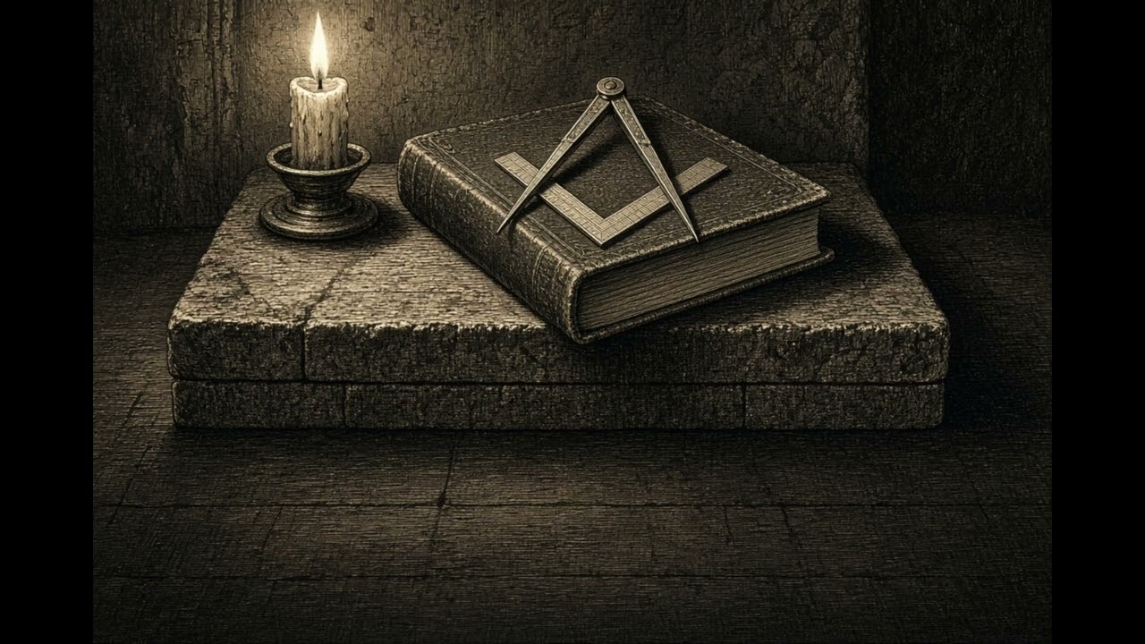An open book of sacred law on a lodge altar