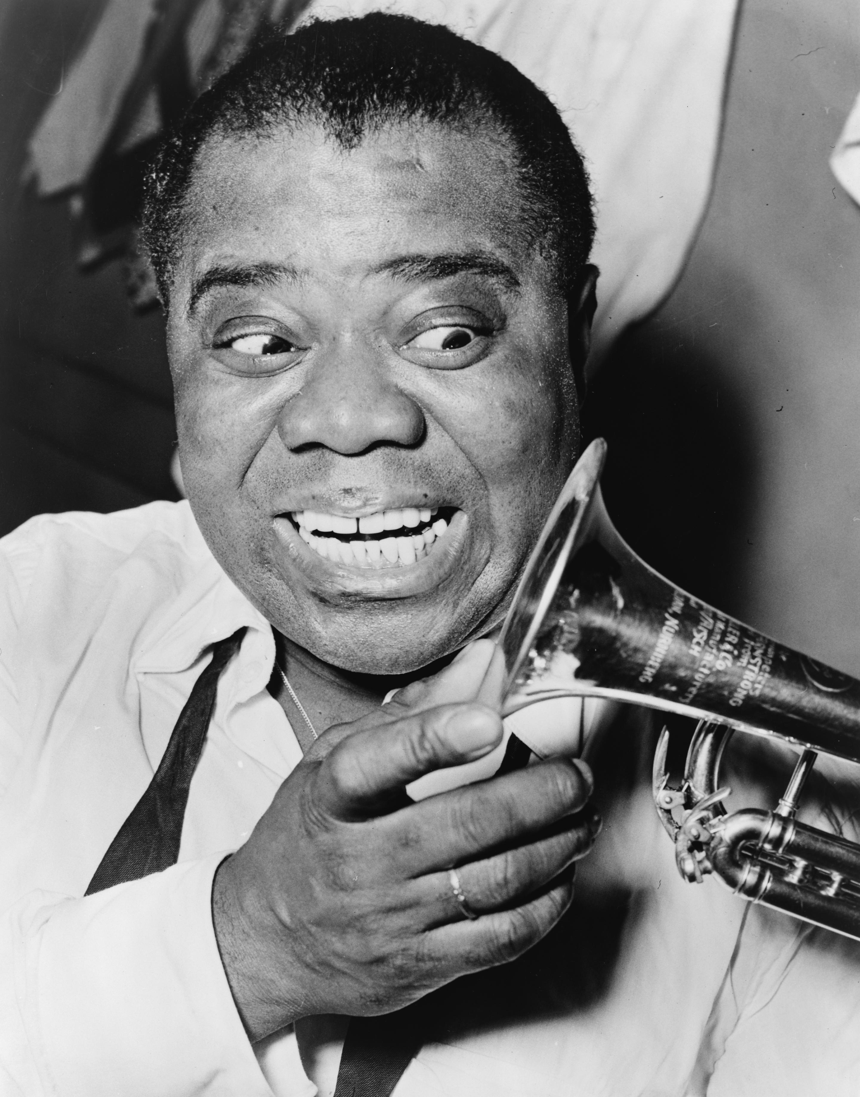 Portrait of Louis Armstrong, a famous Freemason — Montgomery Lodge No. 18, New York (Prince Hall)
