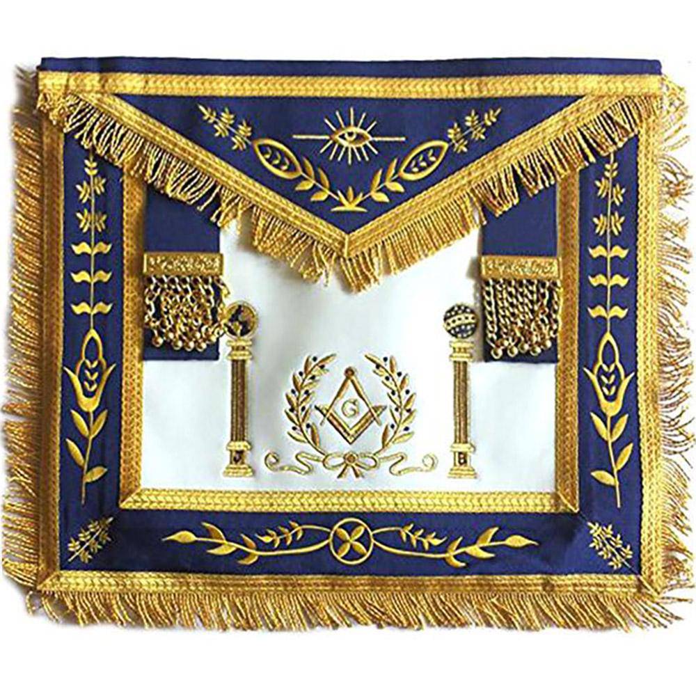 Master Mason Apron — Navy Blue with Pillars