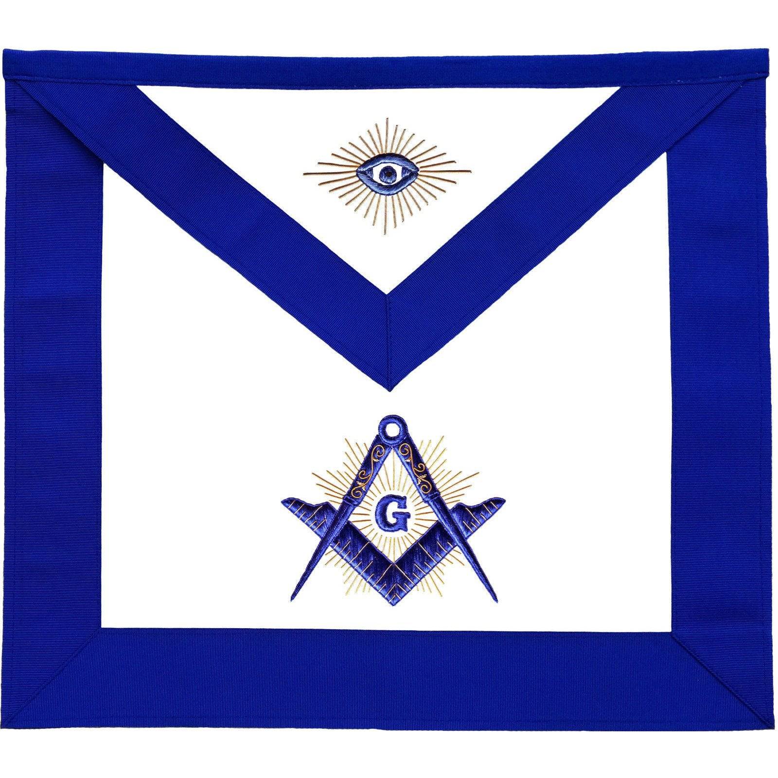 Master Mason Apron — Royal Blue Gold Embroidery