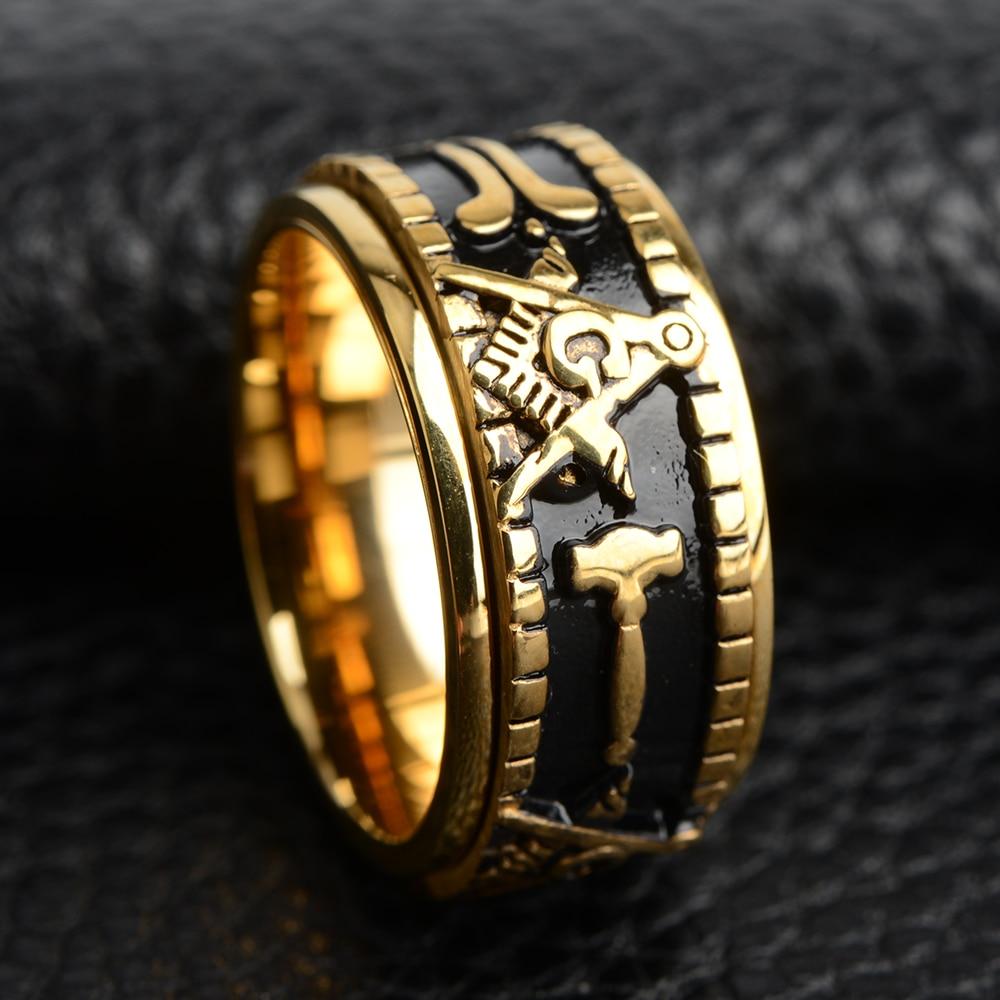 Master Mason Rotatable Ring — Compass & Square G